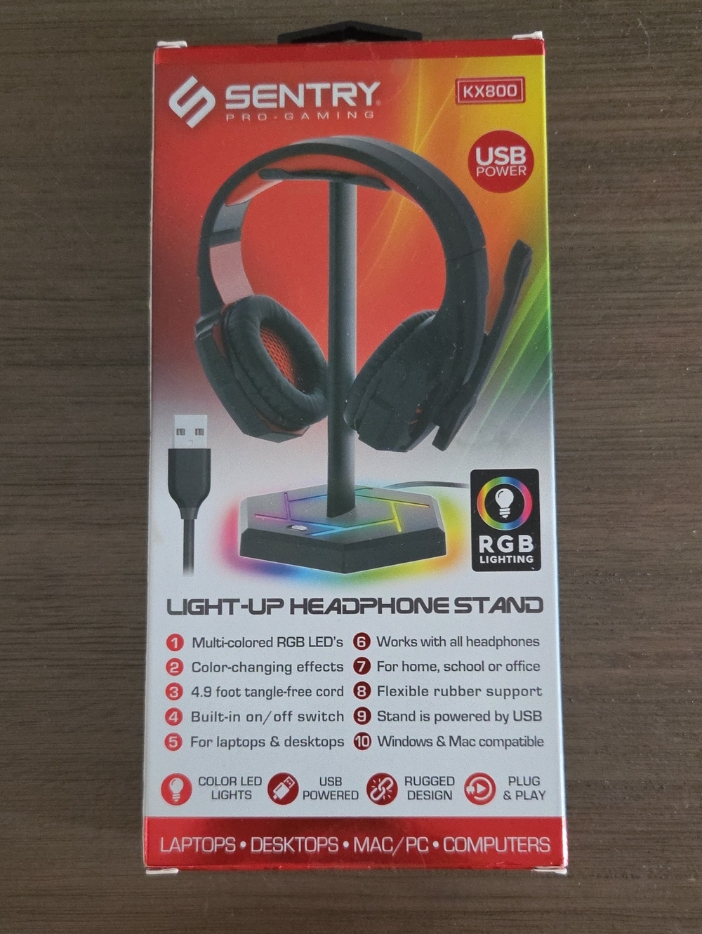 Sentry Light-Up Headphone Stand - Black (RGB)